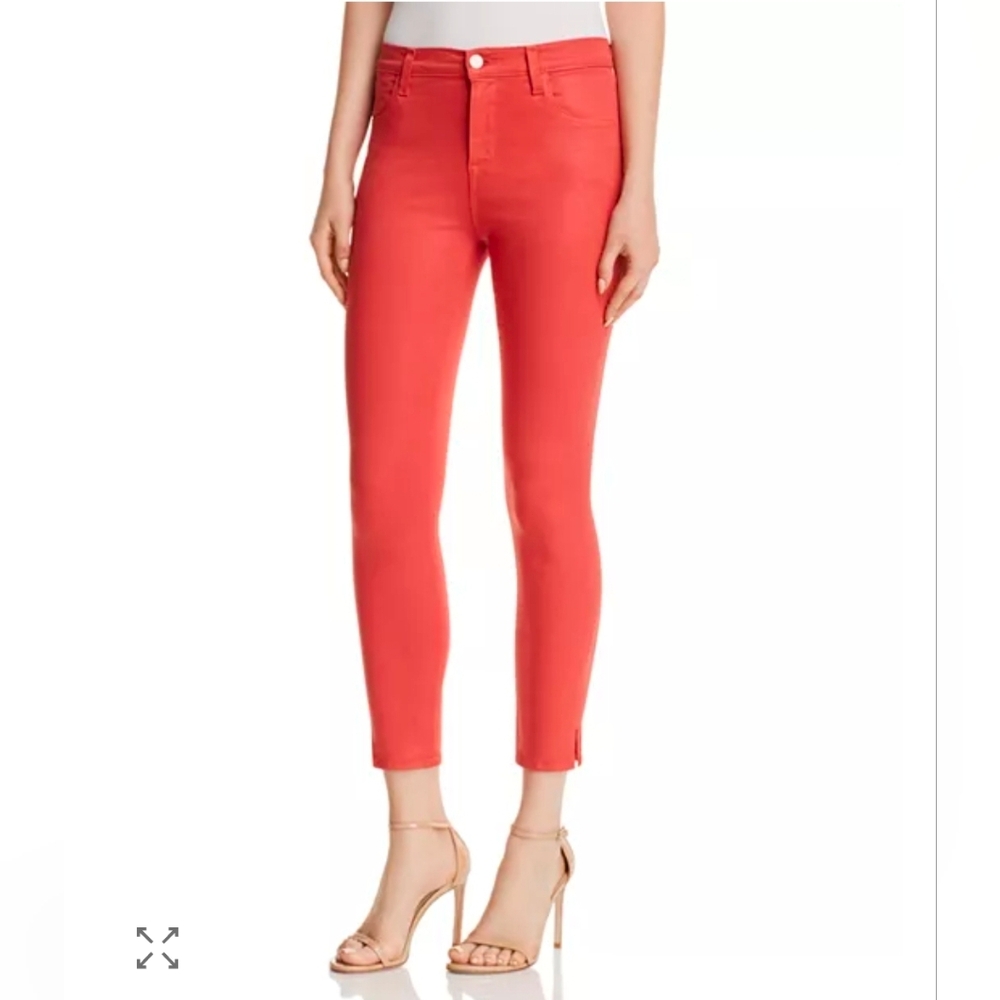 J Brand Women's Vibrant Coated Pink Rose Skinny Jeans